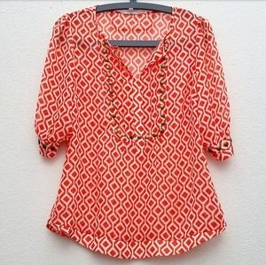 Stitchfix 41 Hawthorn Orange & White Blouse